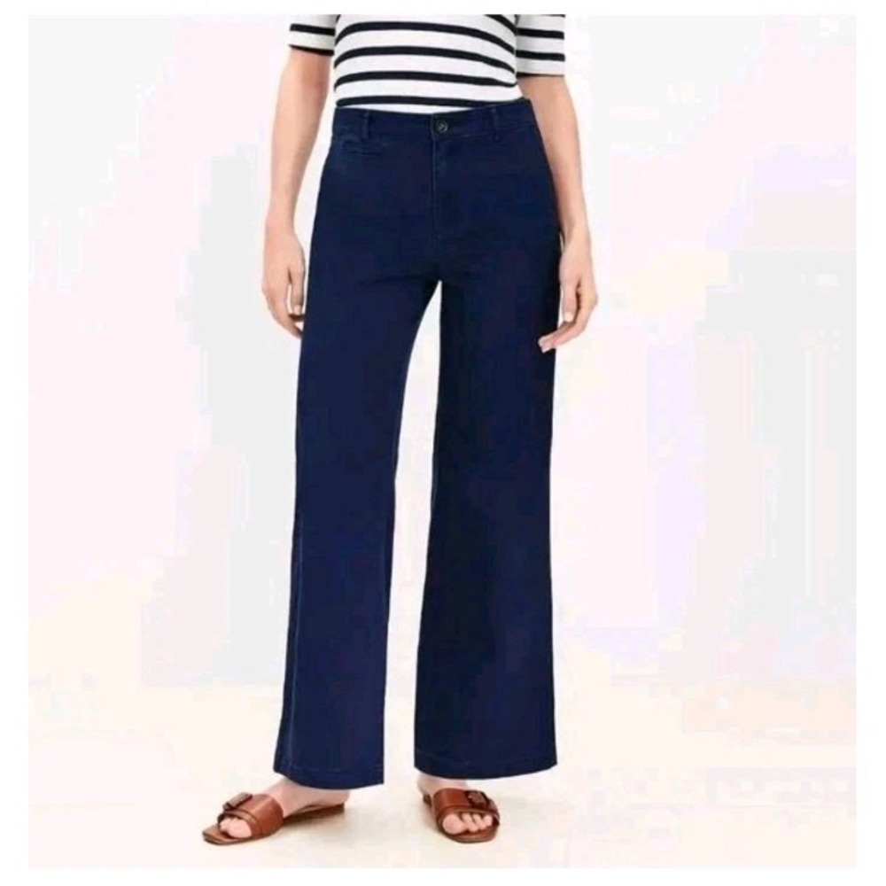 LOFT Womens Size 6 The Monroe Wide Leg Pants Blue Preppy Chino Workwear Business